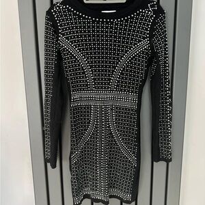 Elegant Black and White Studded Dress